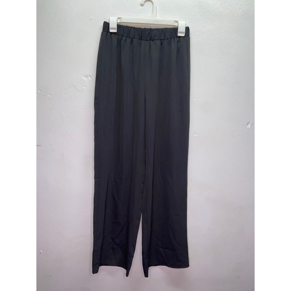 Dazy Dark Gray Wide Leg Elastic Waist Trousers Flowy Relaxed Pants Minimalist L